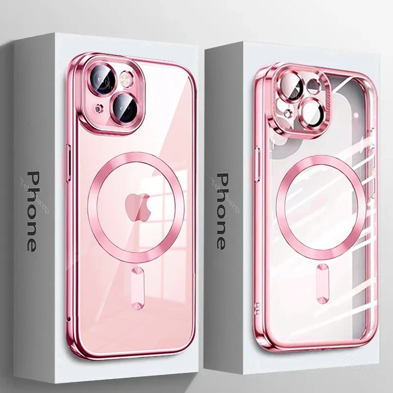 phone case luxury plating transparent magnetic wireless charging phone case for iphone models 11 12 13   17 pro   air featuring a     shockproof and     film