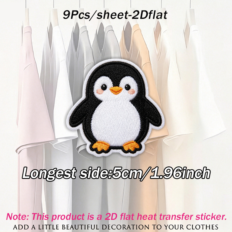 TEMU 9pcs/sheet Heat Transfer Stickers - Suitable For Flat Fabrics Like Clothes, Hats, Canvas Bags, Throw Pillows, Leather, Bed Sheets, Carpets, Etc.