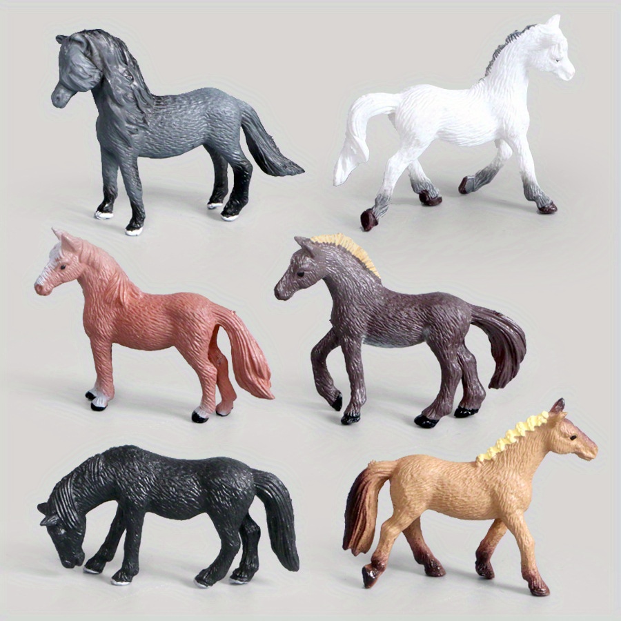 Image of 6pcs Simulation Farm Pony Animal , Miniature Farm Animal Toys, Educational Toy Set, Birthday Gift, Christmas Gift