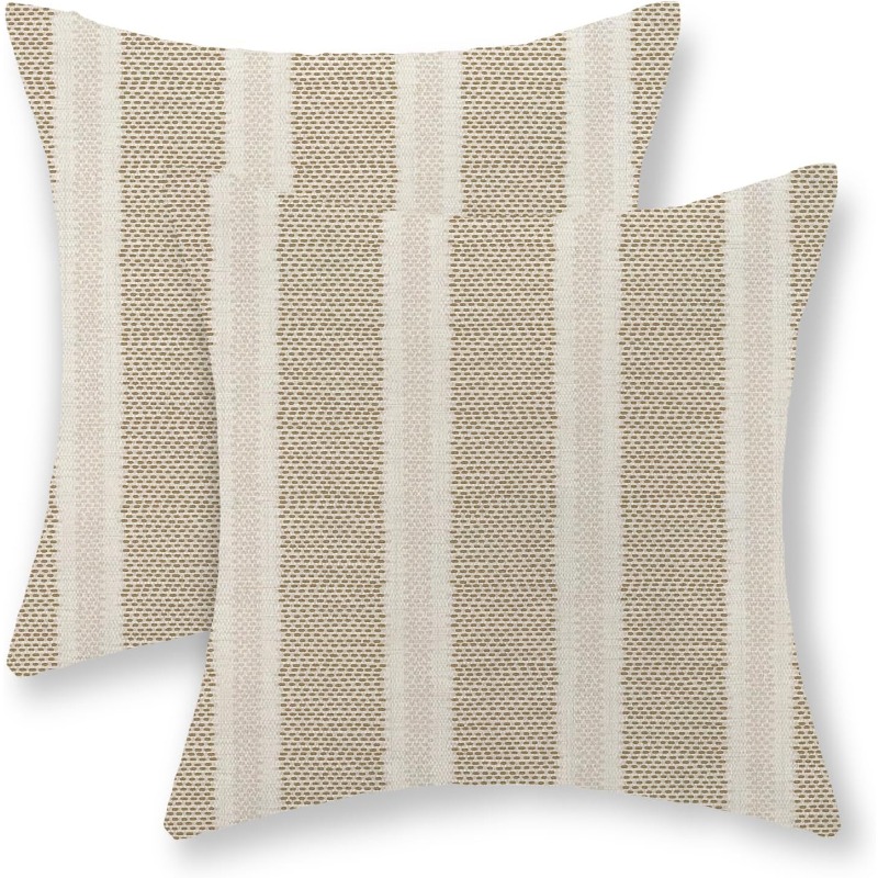 TEMU 2D - 2 piezas de Almohada Color Caqui Marrón con , Estilo Bohemio a Rayas Decorativas, , y , de Almohada para Exteriores, Cojín para Sofá, ,