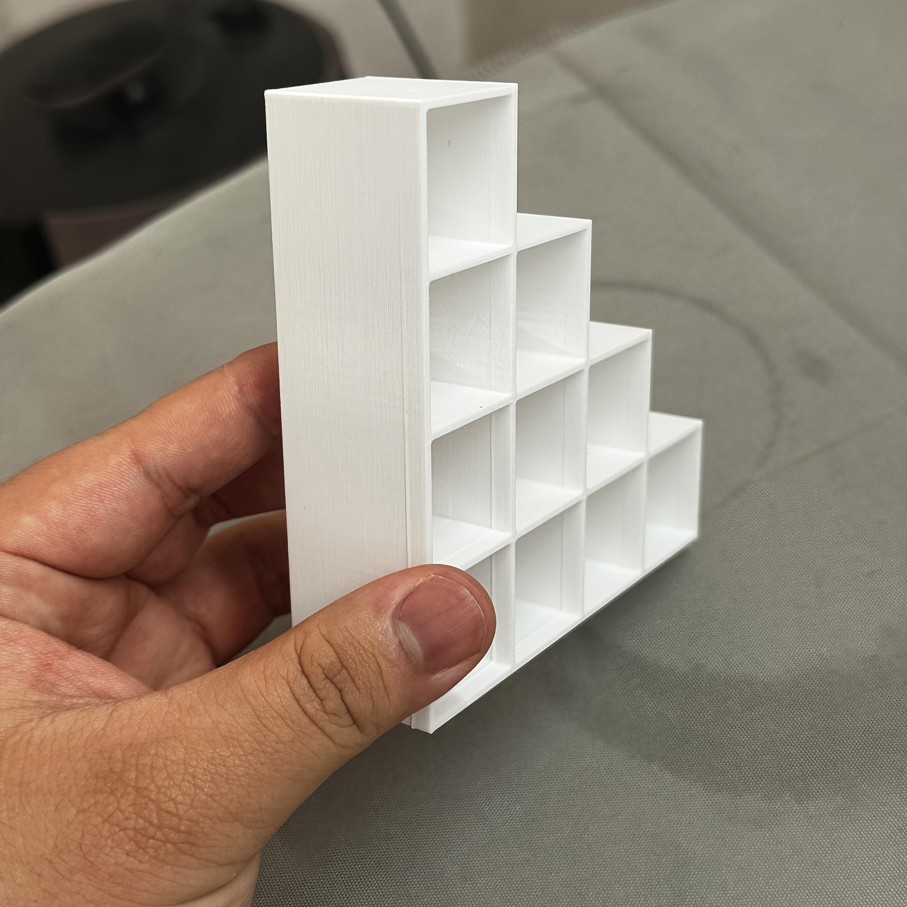 TEMU 1pc Miniature Bookshelf Compatible For Dollhouses, Model Houses, Miniature Scenes - Cream White Plastic Shelf With Multi-tier Lattice, Compact