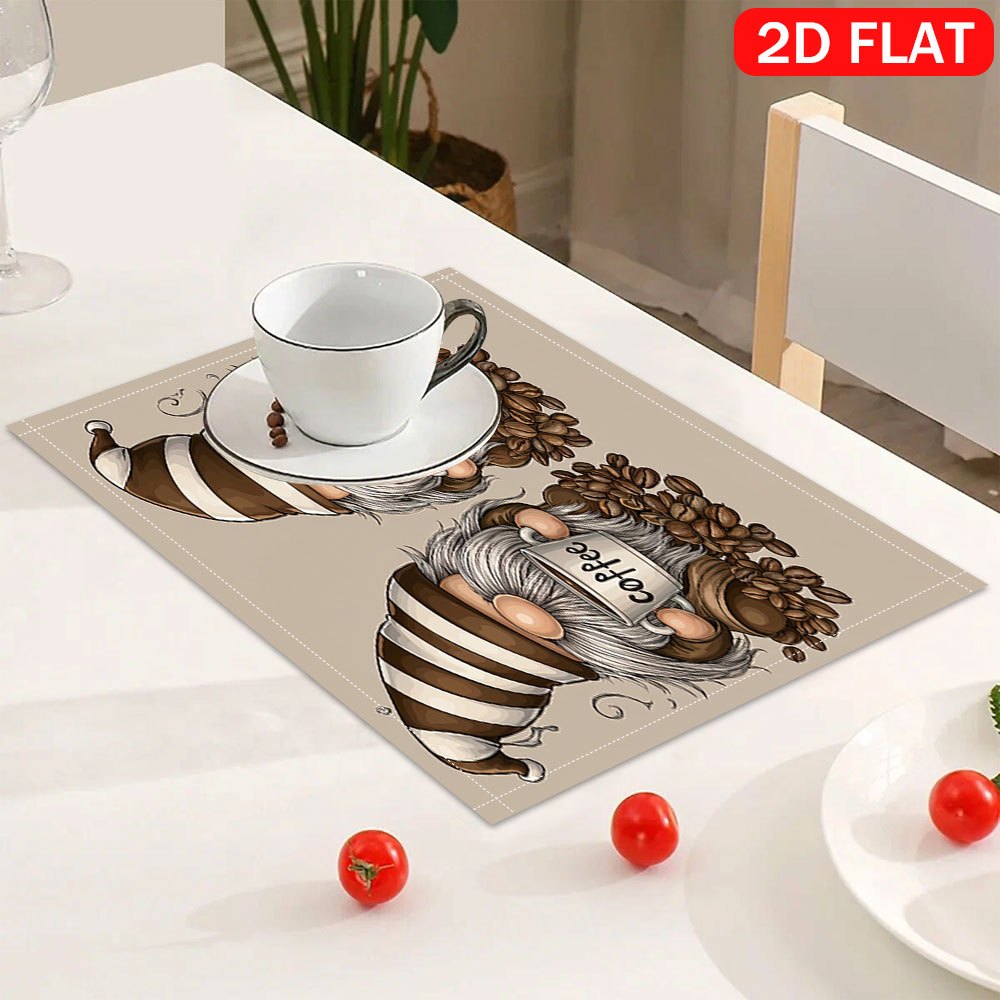 Coffee Gnome Table Mats Heat Resistant Polyester Placemats Set_voghion.com