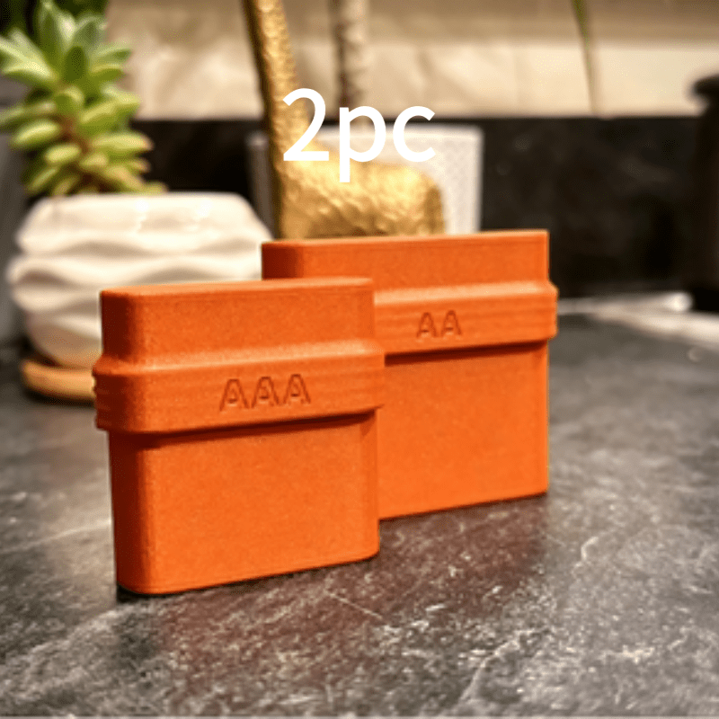 2-pack Combo 4-slot Storage Box For Aa& Aaa Batteries, Sturdy 3d Printed Battery Storage Case, Portable& Compact Battery Container For Home, Office And Travel Use
