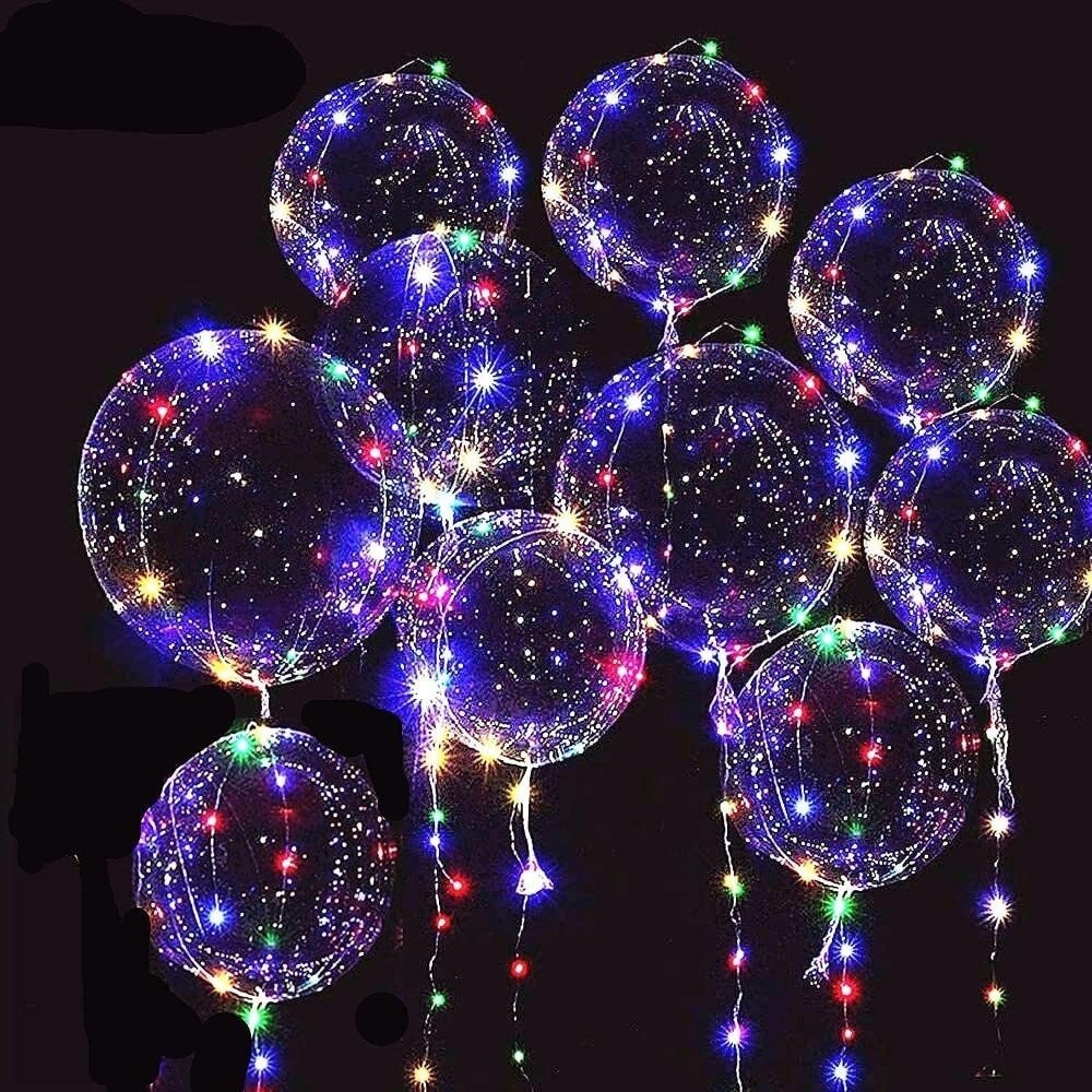 12pcs, (6 Balloons And 6 String Lights) Bobo Balloons With Led Lights Transparent Luminous For Wedding Birthday Decorations, Party Supplies, Suitable For Weddings, Engagements, Christmas