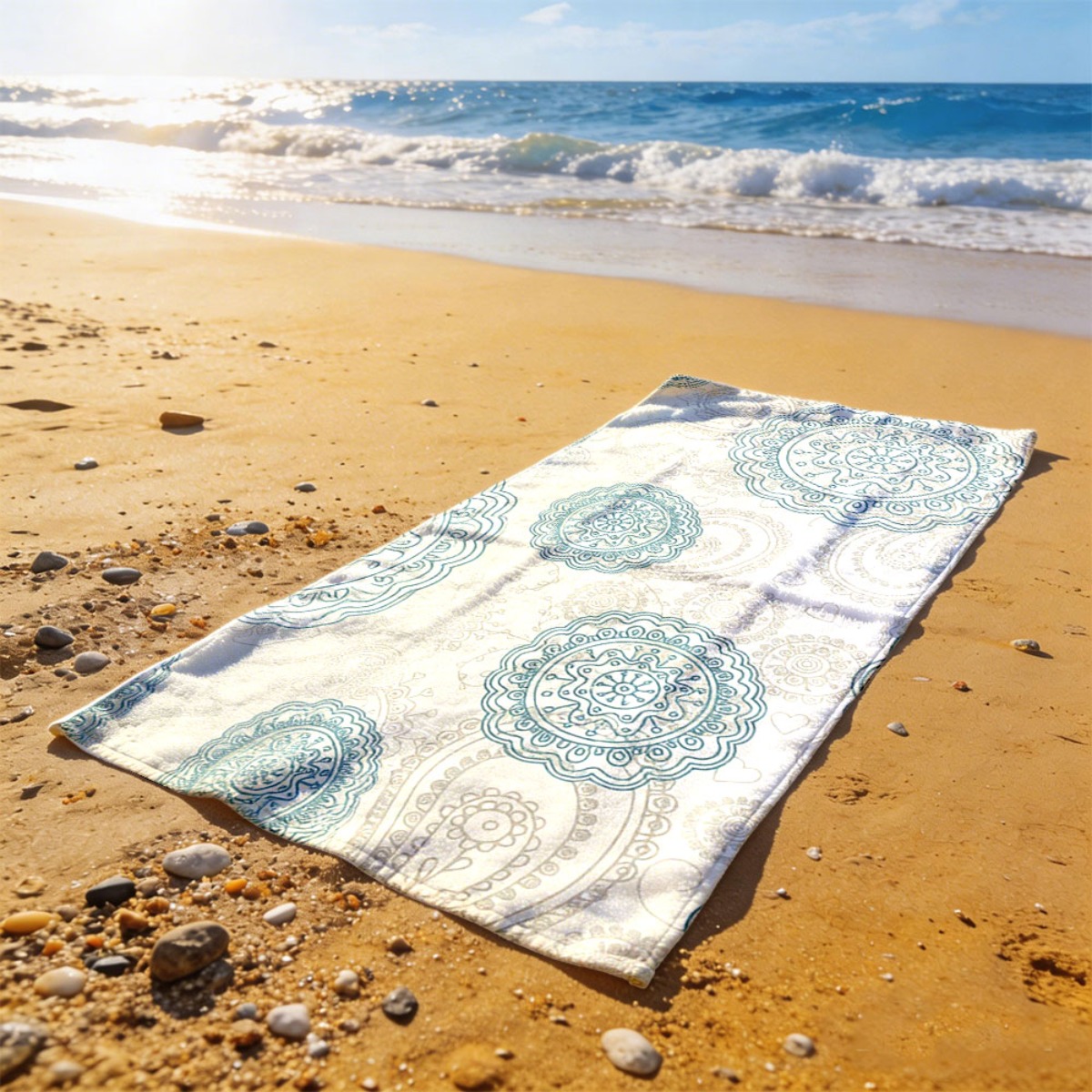 1 stuk strandlaken met mandalapatroon, machinewasbare handdoek, zacht, lichtgewicht, draagbaar, makkelijk schoon te maken, duurzaam, veelzijdig, unisex ontwerp voor koppels, voor strand, zwembad, duiken, yoga, kamperen, geweldig verjaardagscadeau