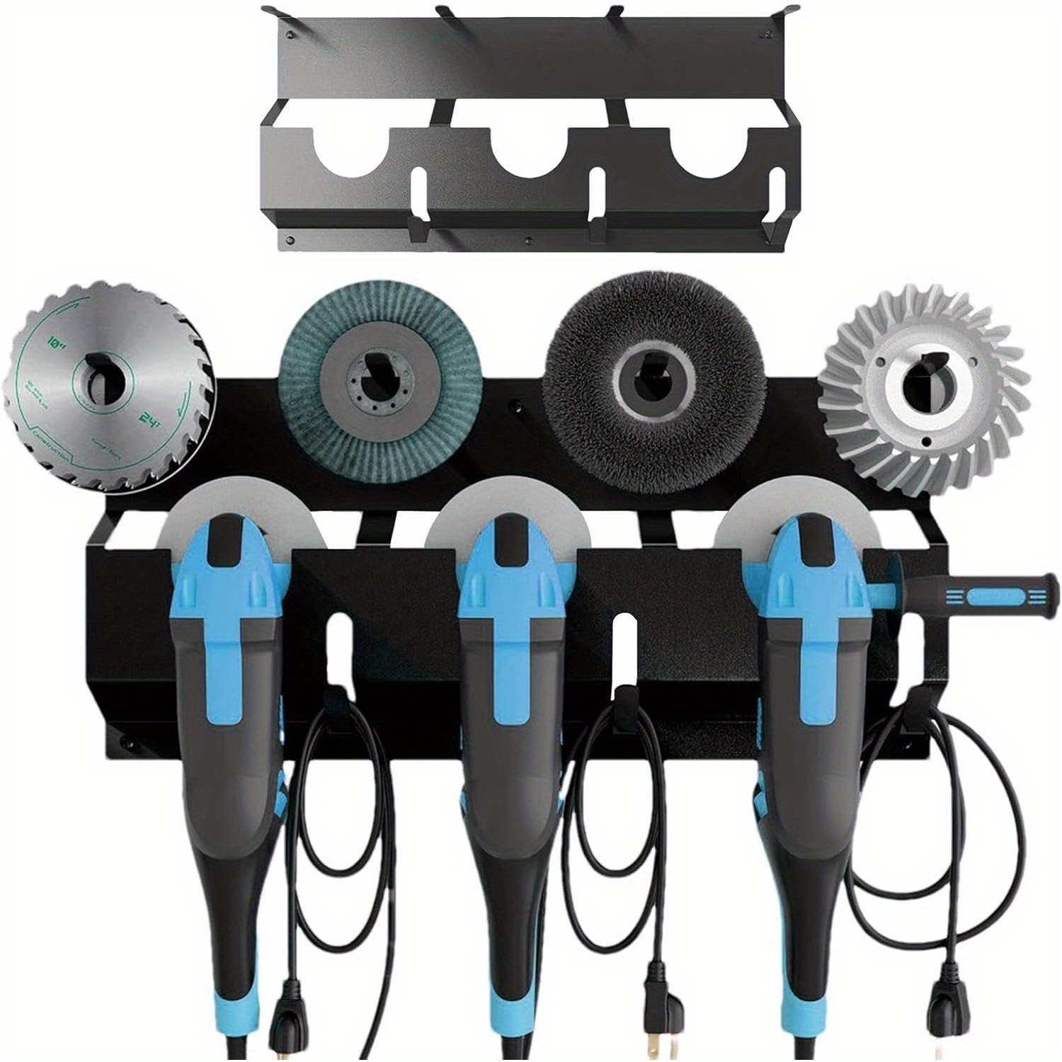 Wall-mounted Storage Rack With 3 Slots Designed For Angle Grinders, Cutters, And Polishers, Storage Racks