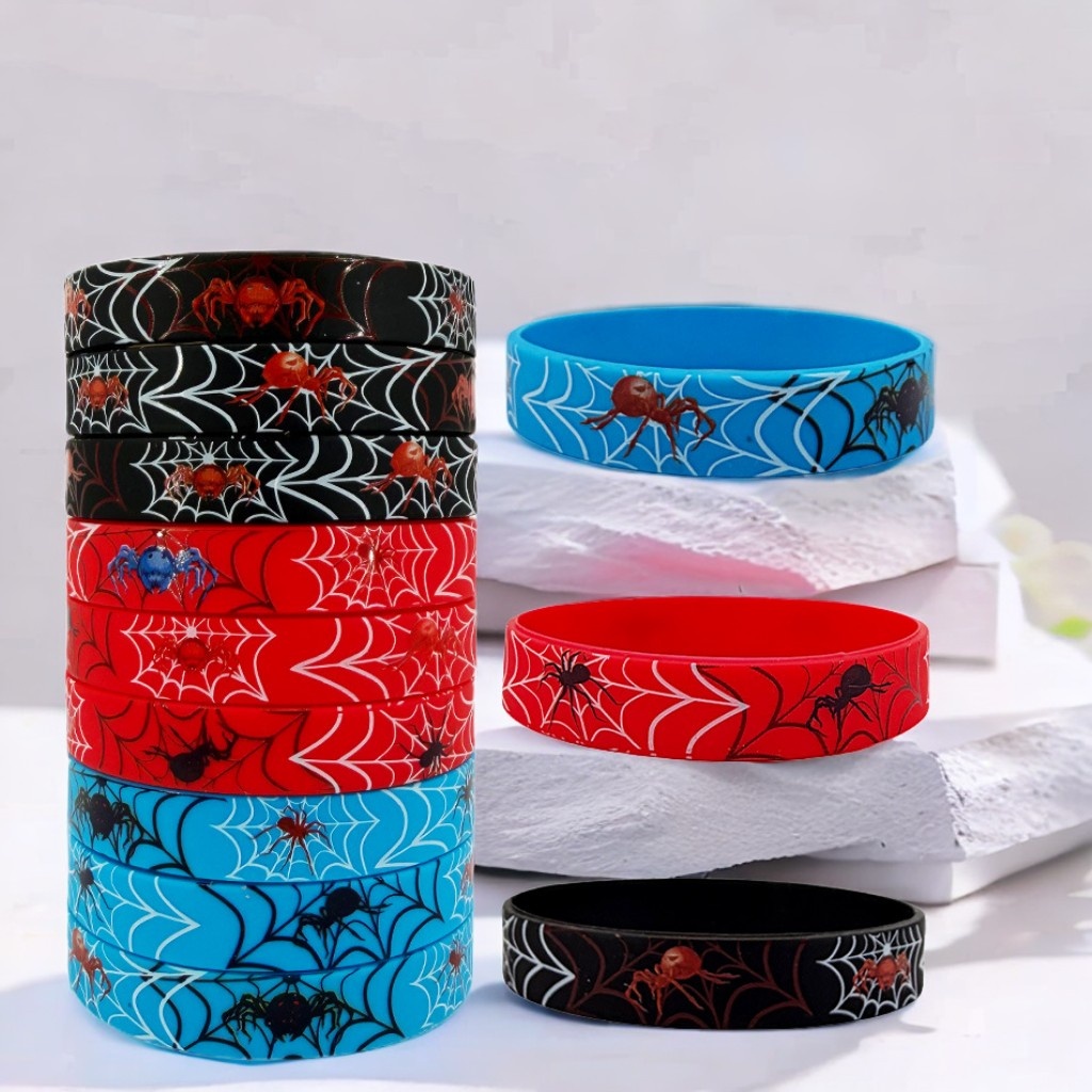 Image of Gift For Her/him 12pcs Party Favors Wristband Bracelets Spiderweb Bracelets For Theme Birthday Supplies Costume Party Decor Wristband Cartoon Gift Christmas, Halloween
