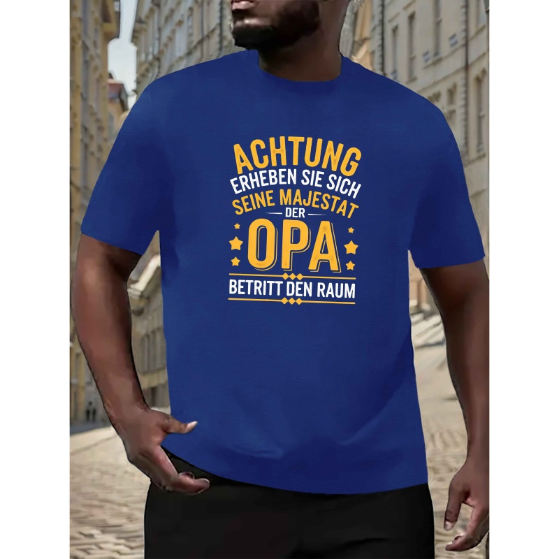 

Opa Majesty Graphic Tee - Casual Short Sleeve T-shirt For Men, Breathable Polyester, Summer Fashion