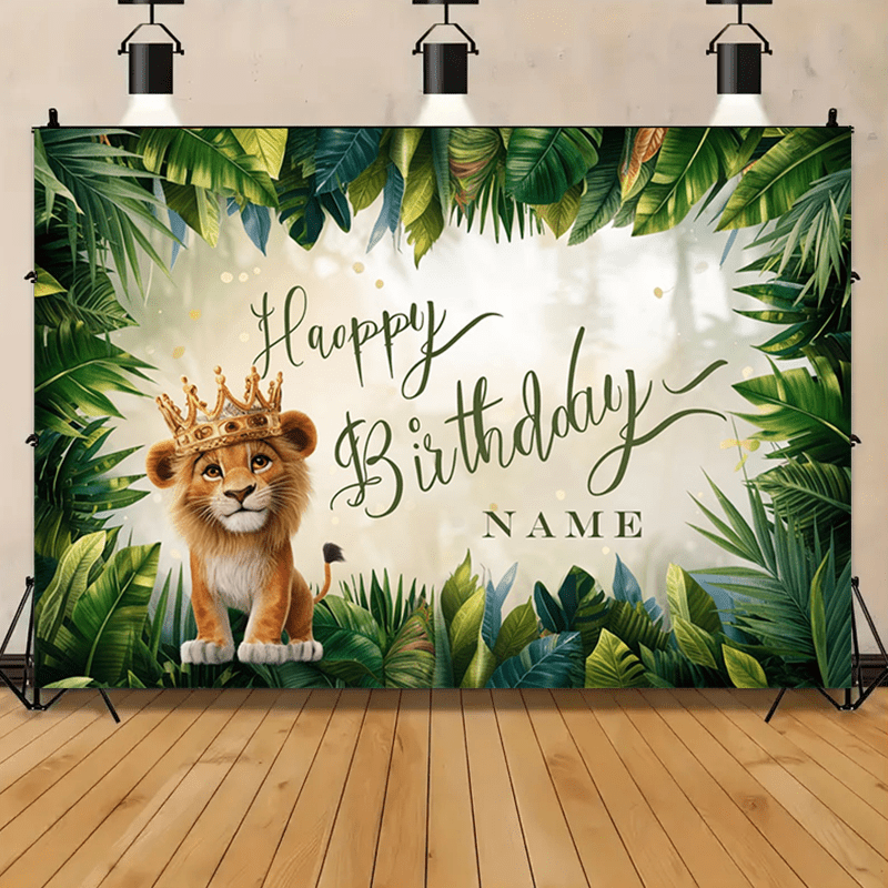 

-themed Birthday Party Backdrop With & Cartoon Lion, Vinyl Banner For ' Celebrations, 180cm X 230cm