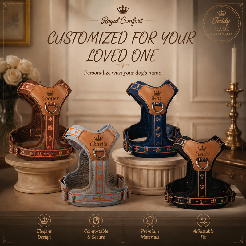 Soft-Lined No-Pull Dog Harness with Personalized Crown Logo