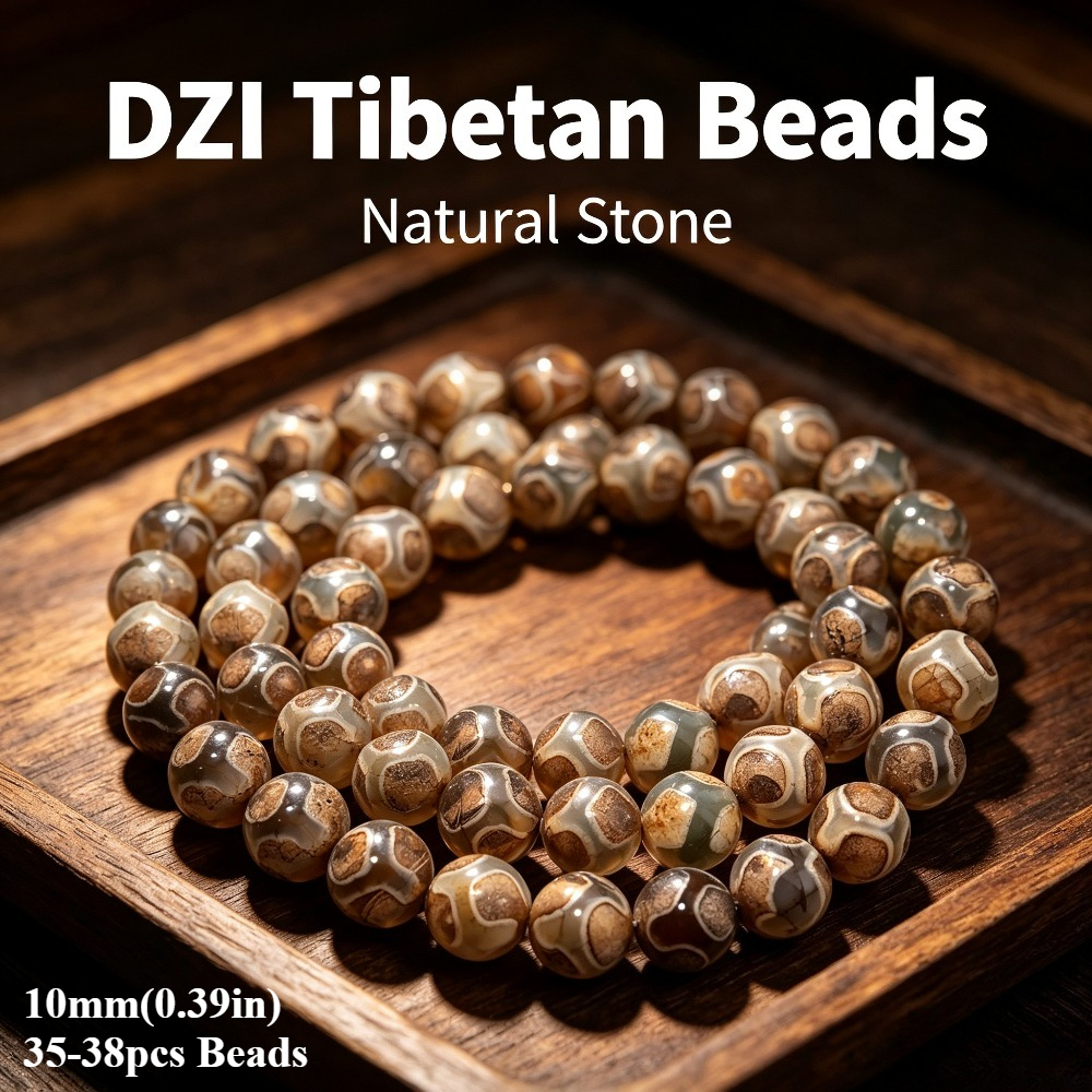 TEMU Cuentas de natural AAA para fabricación de joyas - Cuentas separadoras de piedra con patrones de marmoleado , cuentas DZI grises para