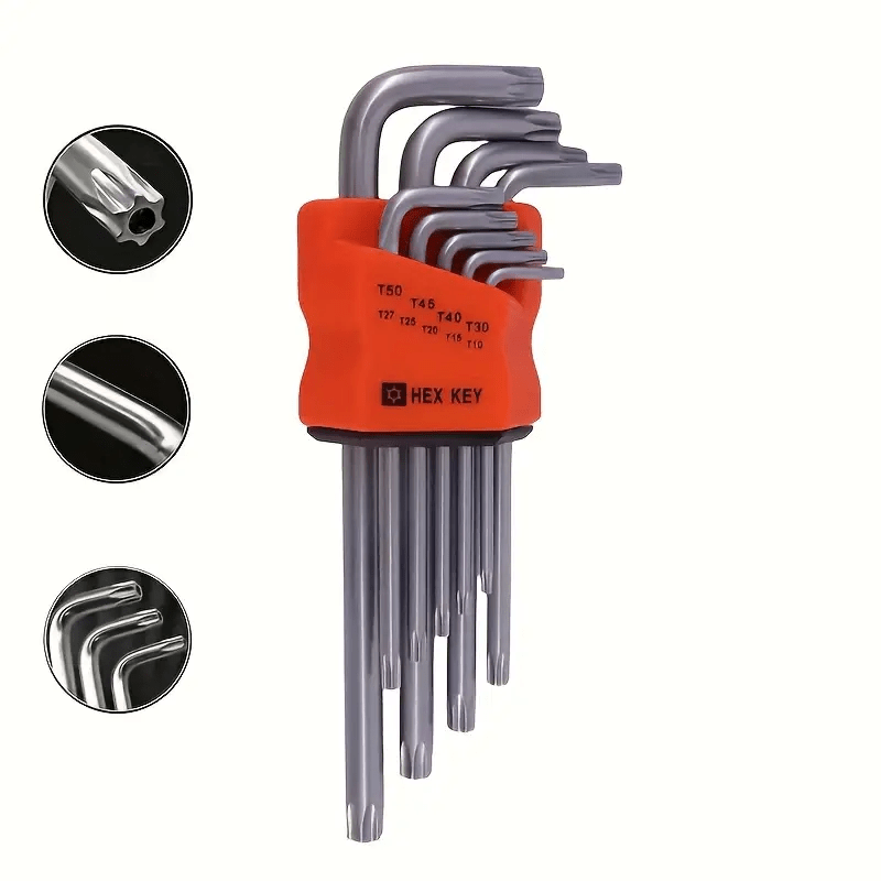 9pcs of 1 set l shaped inner hexagon spanner double offset ring spanner plum   hexagonal wrench set hex key wrench set double end allen star key durable hand tools kit for motorcycle bicycle automotive and   repair