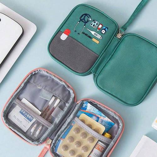 bolsa de botiquín de primeros auxilios portátil con de pastillas, mini organizador de medicamentos, neceser de medicamentos de viaje, bolsa de medicamentos a pequeña , médica, estuche de rescate, contenedor de pastillas y medicamentos para viajes, camping y hogar