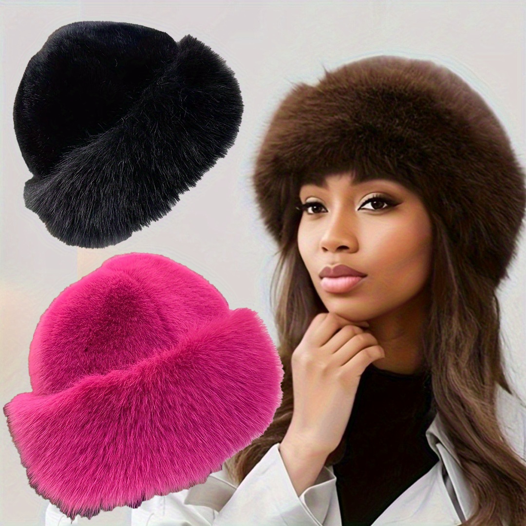 1pc womens plush fur winter hat soft warm Temu Canada