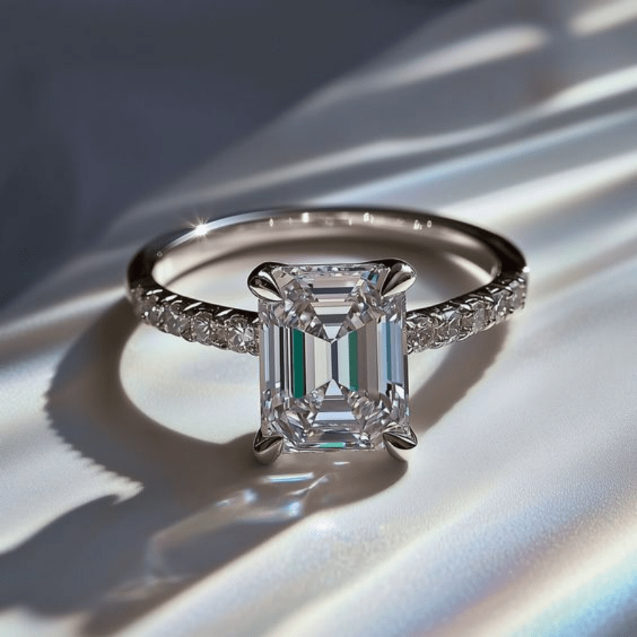 Water Resistant Square Zirconia Promise Ring Set for Engagement & Wedding