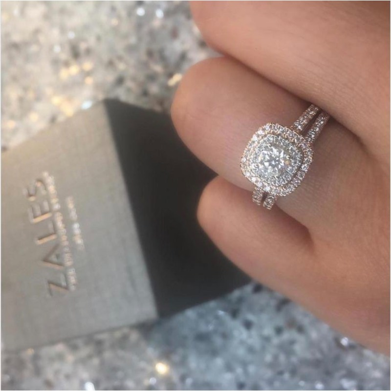 TEMU 2 Exquisite And Elegant Eternal Rings, Set With Sparkling -plated Plated Synthetic Synthetic Zirconia, Beautiful And Elegant Engagement/ Wedding