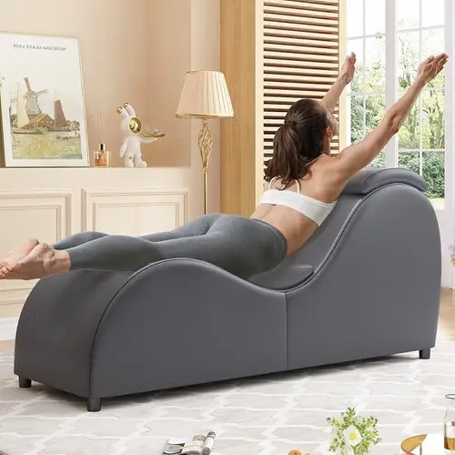 60 ergonomic yoga chair for adults relaxation lounge with adjustable headrest living room apartment office dark grey