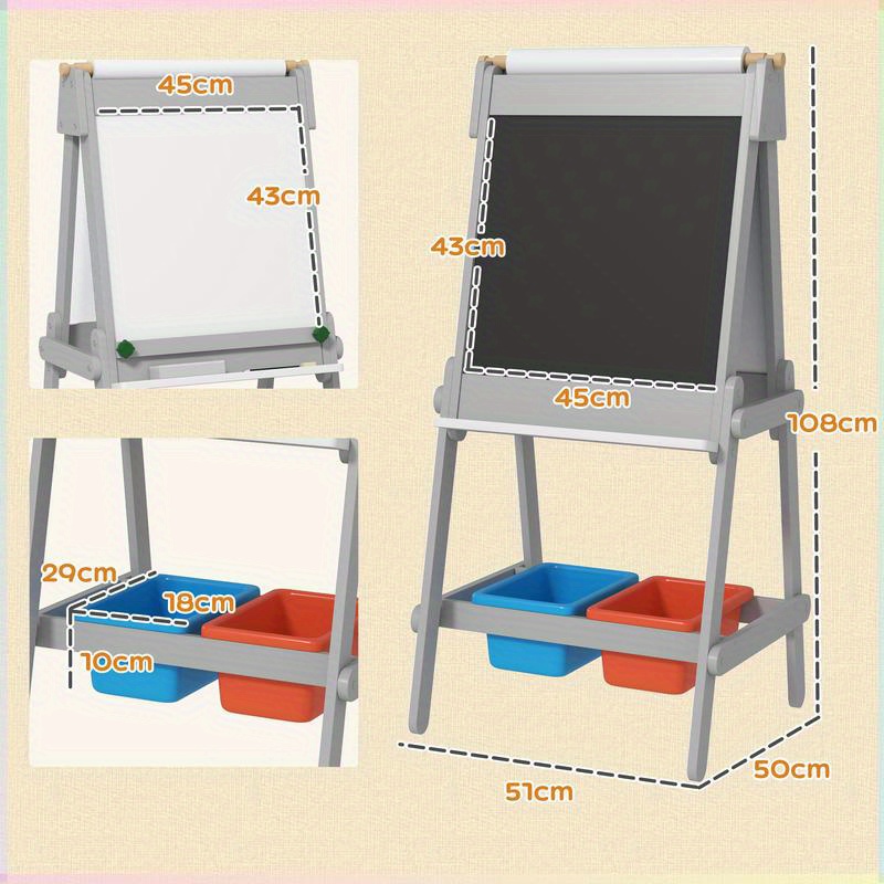 Double-Sided S Easel with Paper Roll, Chalkboard, Whiteboard, 3-In-1 Design for Drawing And Painting, Easel Stand For Sign, Artist Easel,   Stand