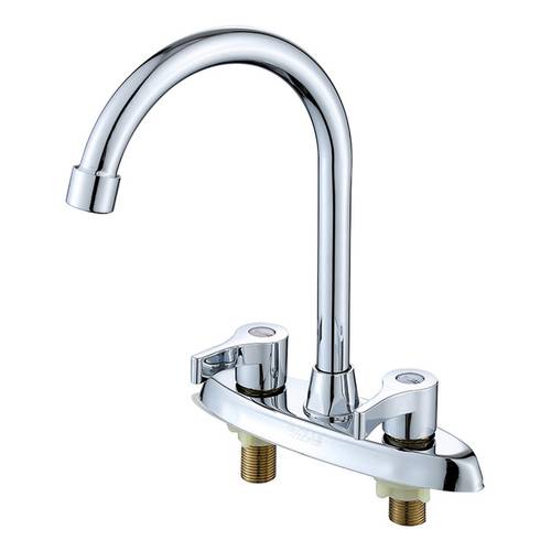 double hole basin mixer tap with ceramic cartridge for kitchen and bathroom sinks