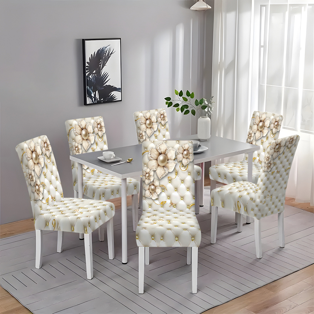 

2pcs/4pcs/6pcs Classic Floral Pattern Printed Chair Cover Hotel Home Integrated Chair Cover Universal Home Dining Table Living Room Kitchen Decoration Chair Cover, Contemporary Style