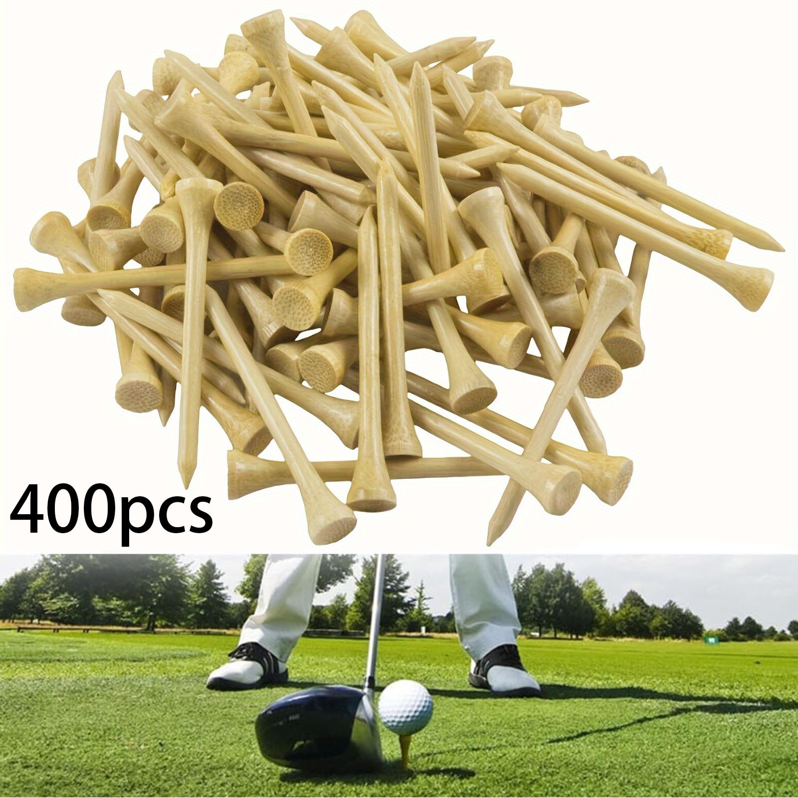 TEMU 400pcs 70mm Professional Bamboo Golf Tees - Stronger Than Wooden Golf Tees Less Friction