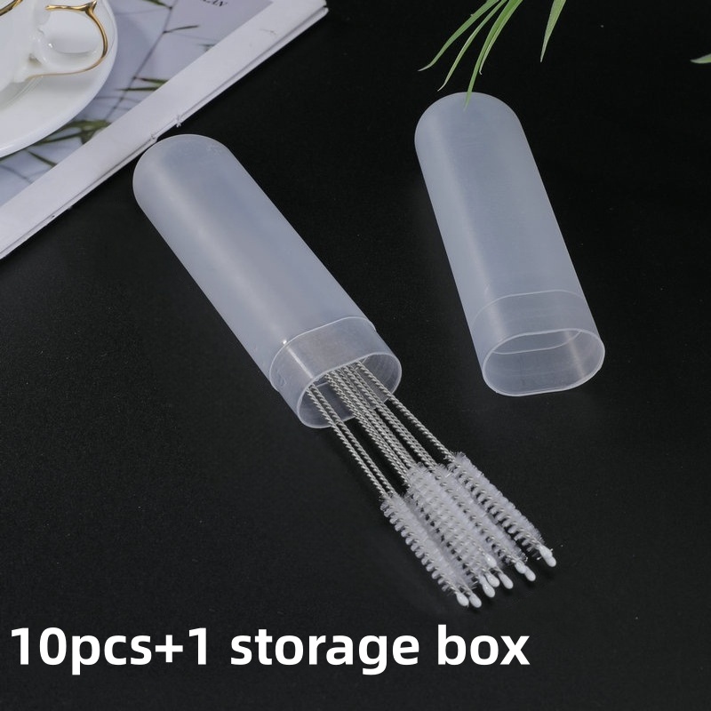 TEMU 10pcs Straw Brush Set+ 1 Storage Box, Extra-long Straw Cleaning Brush Set- Suitable For Large Cups, Straw Cups, Water Bottles, Etc