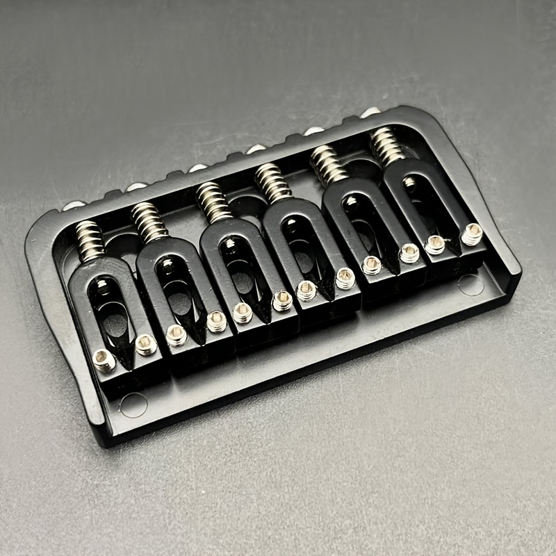 6-string Guitar Fixed Bridge 72.8x38mm- Electric Guitar Metal Hardtail Replacement, Black& Silvery Golden, Fashionable Design, Sturdy Structure, Precision Craftsmanship, Suitable for DIY Guitarists and Instrument Repairers, Instrument Repair