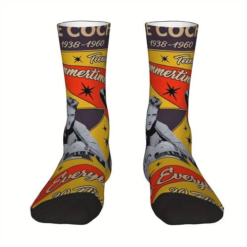 inspired knit socks breathable comfortable unisex retro rock design with everyday summer text gift socks retro rock style