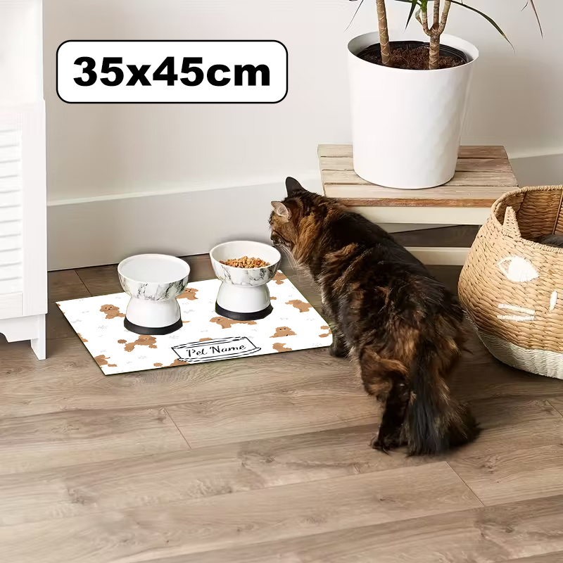 TEMU Tappetino da alimentazione per animali domestici 1 pz personalizzato in di diatomee con foto e , tappetino per ciotola di cibo per , ad