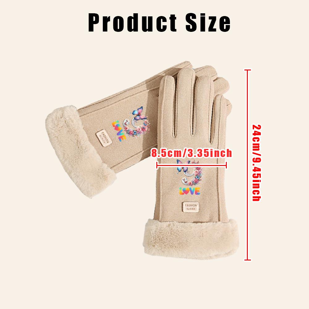 Butterfly Women's Touchscreen Winter Gloves, Thickened