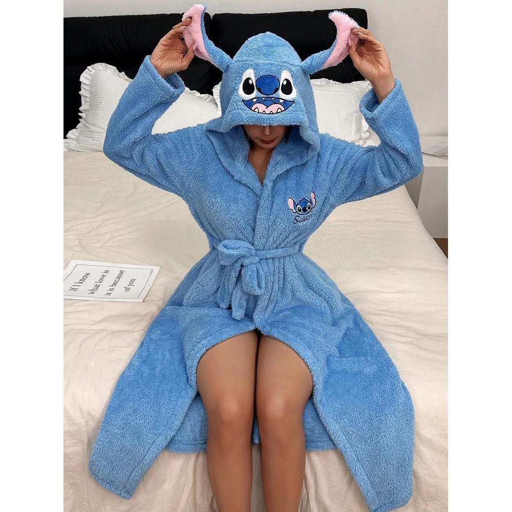 Roupão Stitch com capuz e orelhas 3D