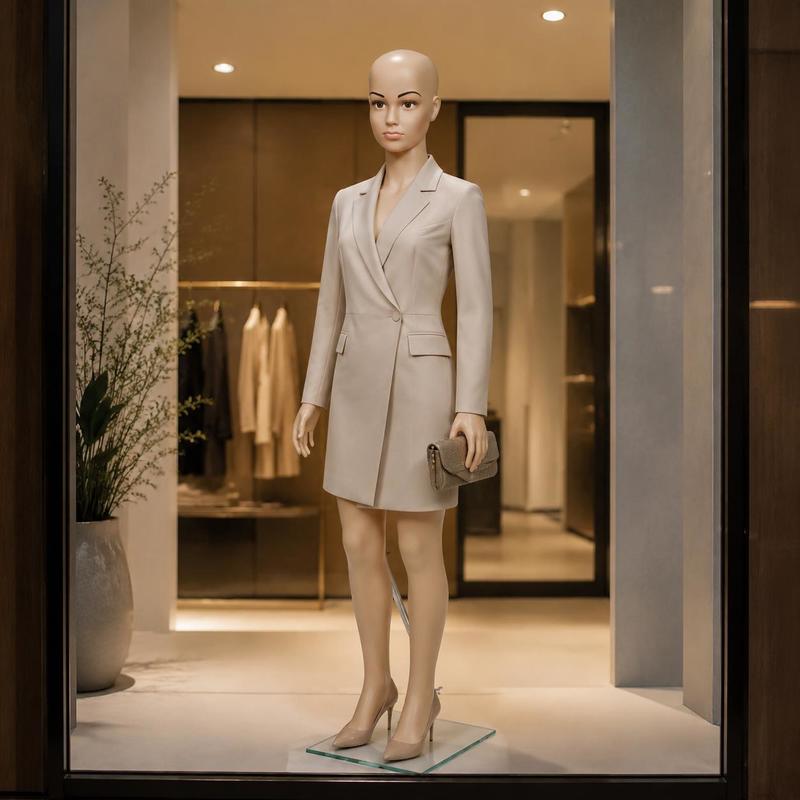 Image of Adult Clothing Display Mannequin, Pe Material With Rotatable Joints, Glass Base And Support, For Retail Store Window Display And E-commerce Photography Prop