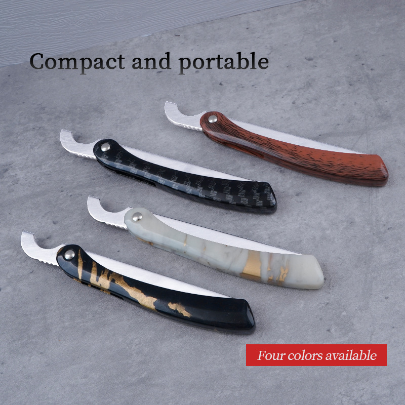 fathers day gift 1pc vintage folding straight razor manual shaving face beard trimming knife classic barber shaver tool for salon home daily grooming