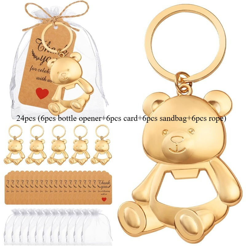 E-shop 24 Stück Bären-Flaschenöffner Schlüsselanhänger – Ideal für Baby-Shower, Hochzeiten & Geburtstagsfeiern – Zinklegierung Bärenförmiger