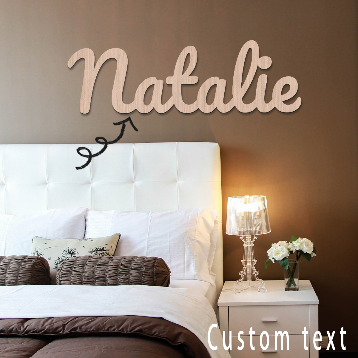 

1pc Customizable Wooden Name Plaque "" - 5mm , Traditional Style, Wall-mounted, No Power Needed, Unique & Bedroom Decor, Handcrafted With Elegant Cursive Lettering