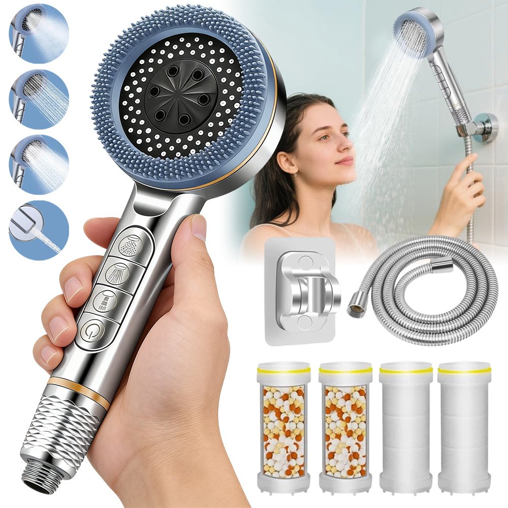 Image of Bathroom Shower Head Triple Filtration Spray Large Panel Massage Head Comfortable Shower Experience For Shower Use For Shower Use