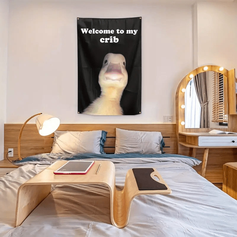 

1pc Funny "welcome To " Duck Wall Flag - Polyester Room Decor Banner For Dorm, Outdoor, And Party - No Feathers, No Electricity Or Battery Needed - Spring-themed Decoration