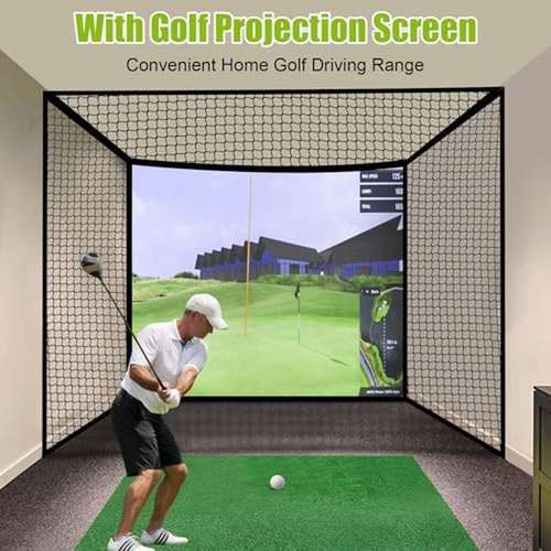 large 10 10ft golf cage net with heavy duty frame extra large practice net for indoor outdoor driving portable with hanging straps carabiners sturdy construction for backyard garage or course training ideal for all skill levels