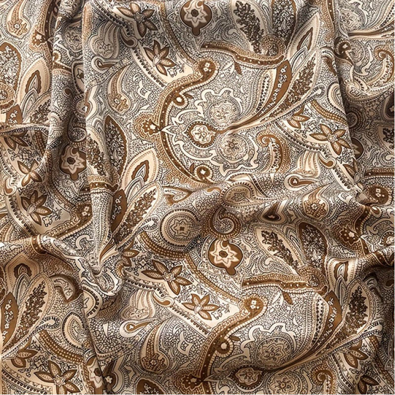 TEMU Sciarpa Quadrata Marrone con Noce e Fiori - 100% di - Uso Multifunzionale - Foulard, Sciarpa, Scialle, Texture , Articolo di Moda per Donna,