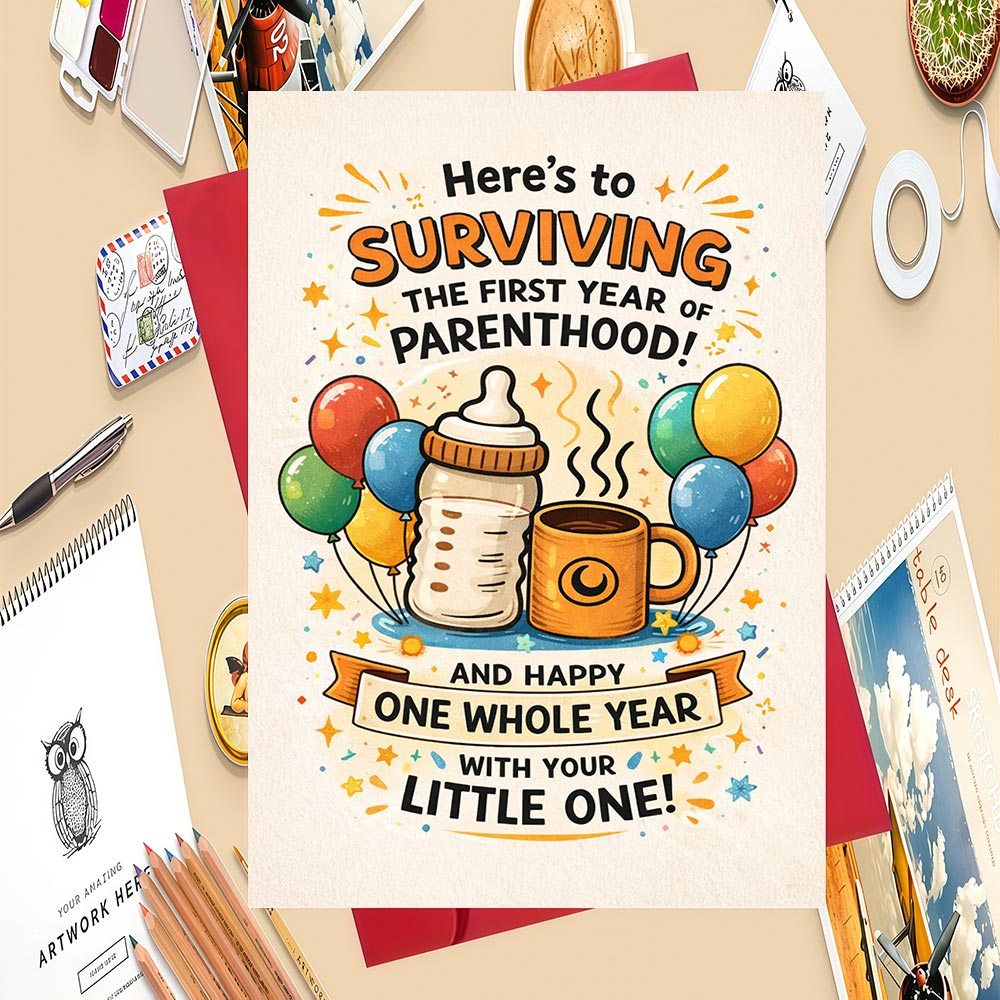 TEMU 1pc Greeting Card And 1pc Envelope Congratulations To New Parents For Year Of And Celebrating Year With