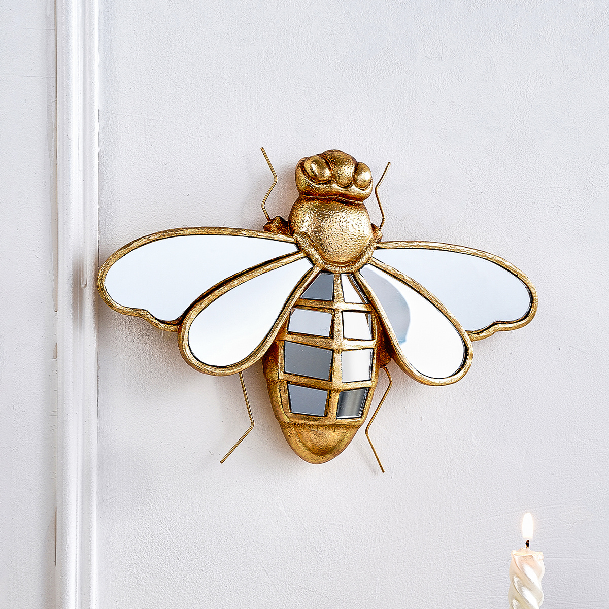 E-shop ., 6,7*10 Zoll Harzmaterial Goldene Spiegeloberfläche Wespen Wandskulpturen Dekoration, ein einzigartiges Design mit eingebetteter