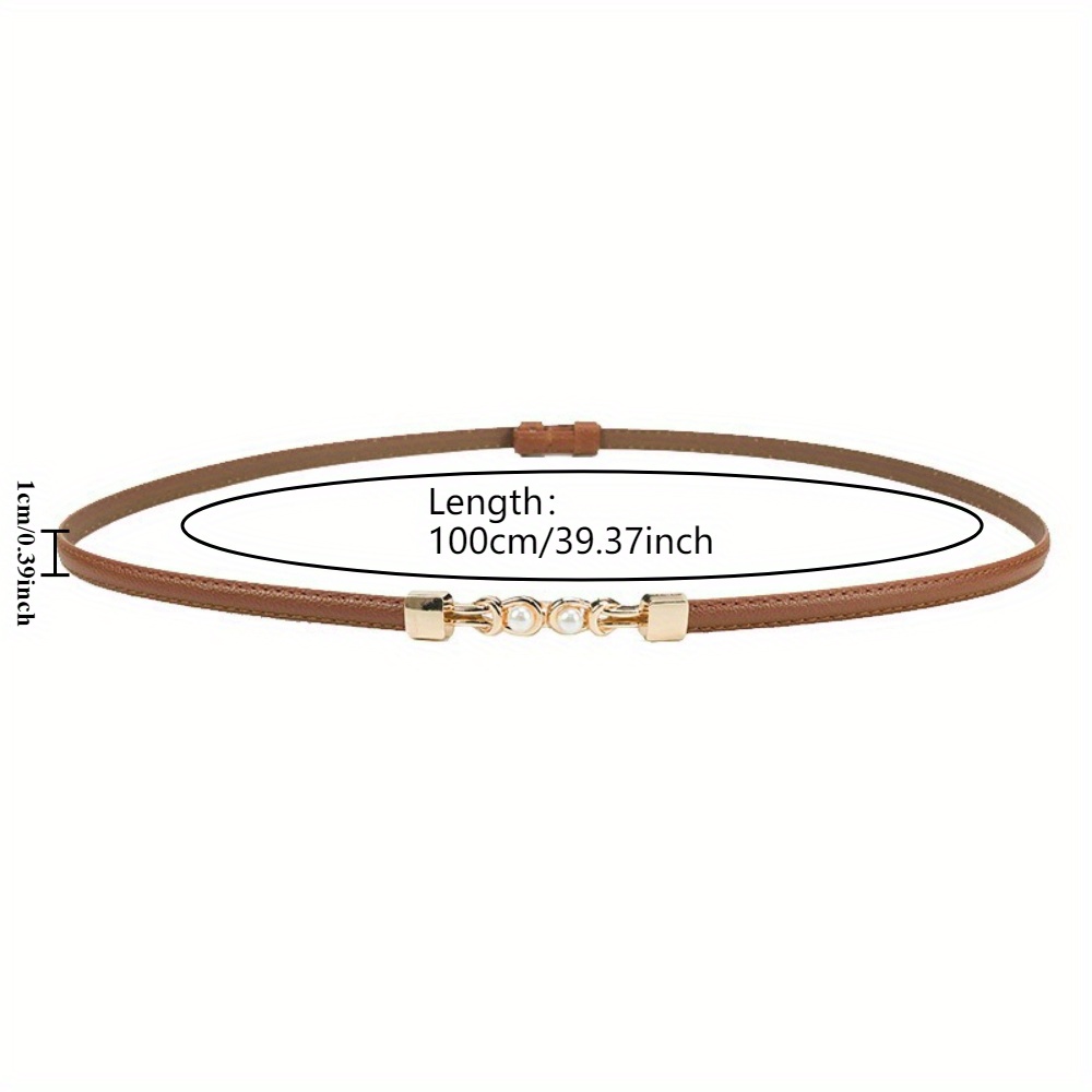 1pc Women's Slim Metal Belt with Buckle - Slim-Fit Dress Belt Suitable for Dresses, Suits, Blouses, Shirts - Casual, Office, Commuting Wear - Professional & Everyday Belt