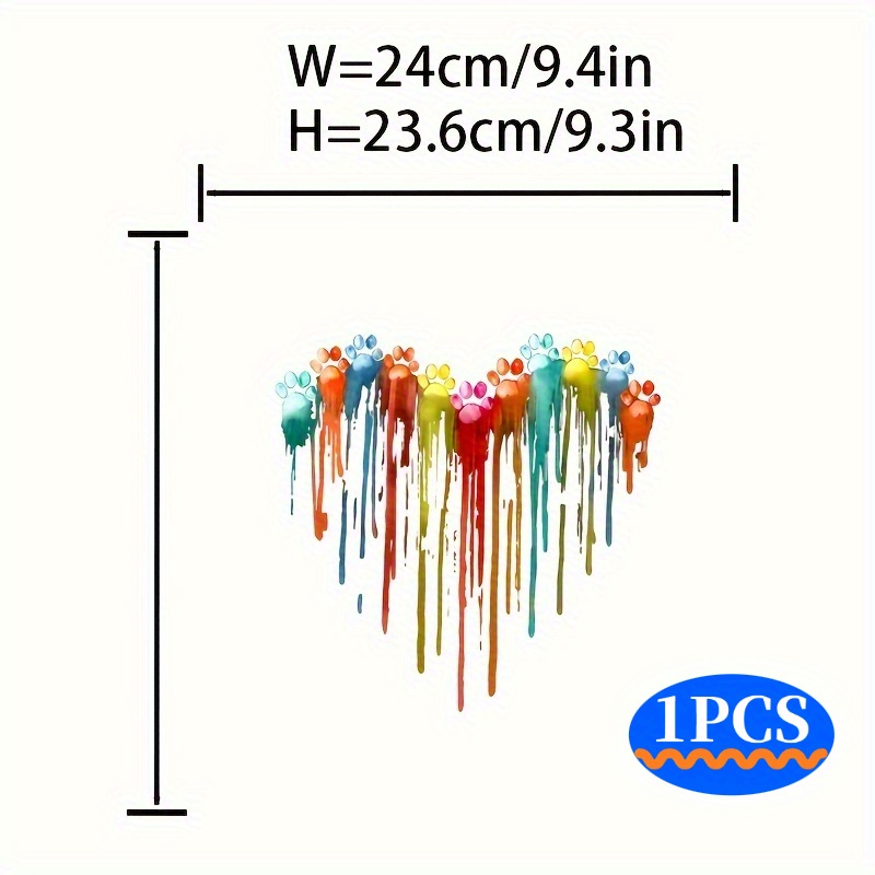 TEMU 1pc Colorful Heart Heat Transfer Sticker, Mixed Color Polyester Iron-on Decals-shirts, Pillows, Clothing And Fabric Appliques