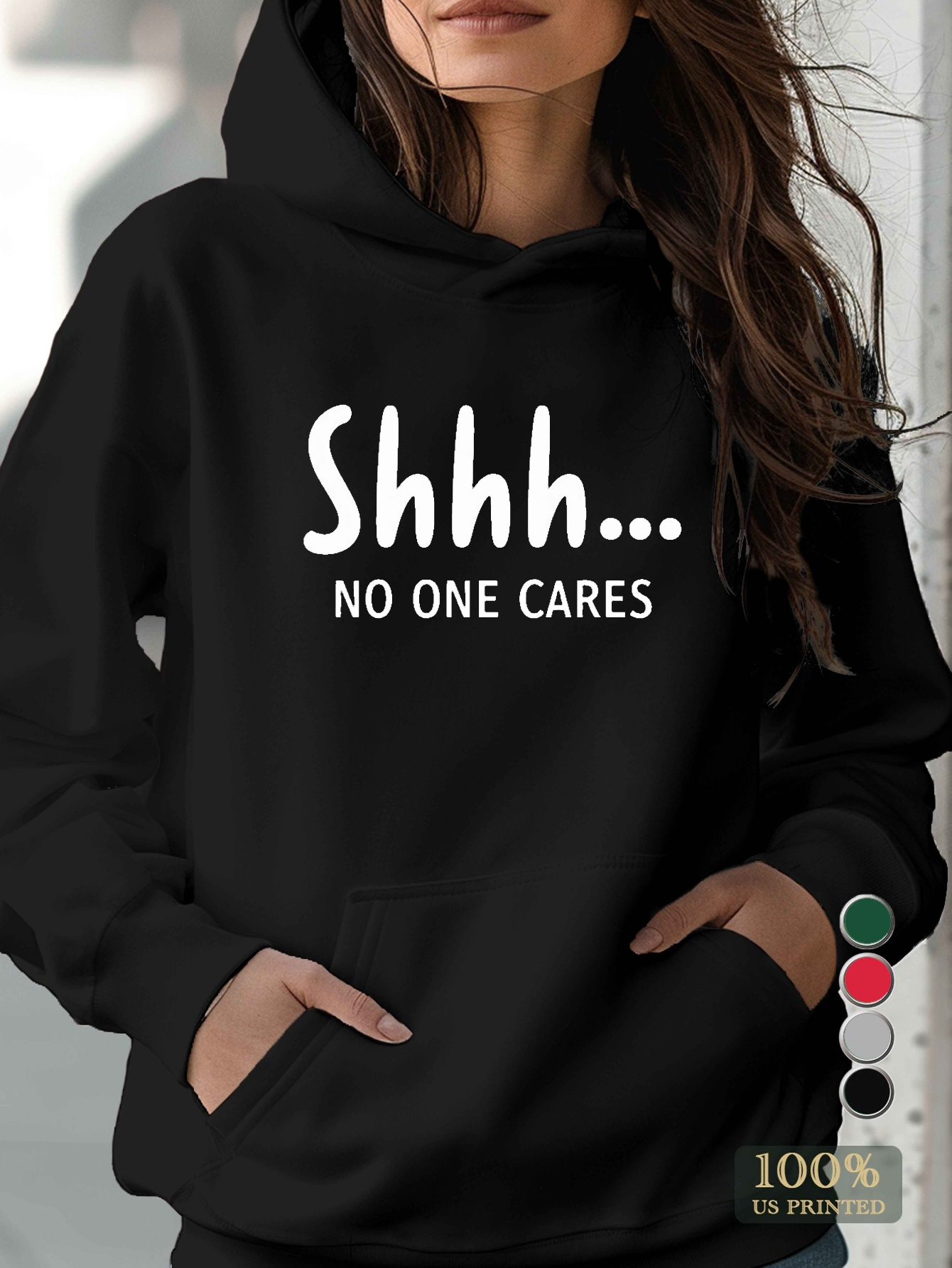 women's casual polyester hoodie no one cares
