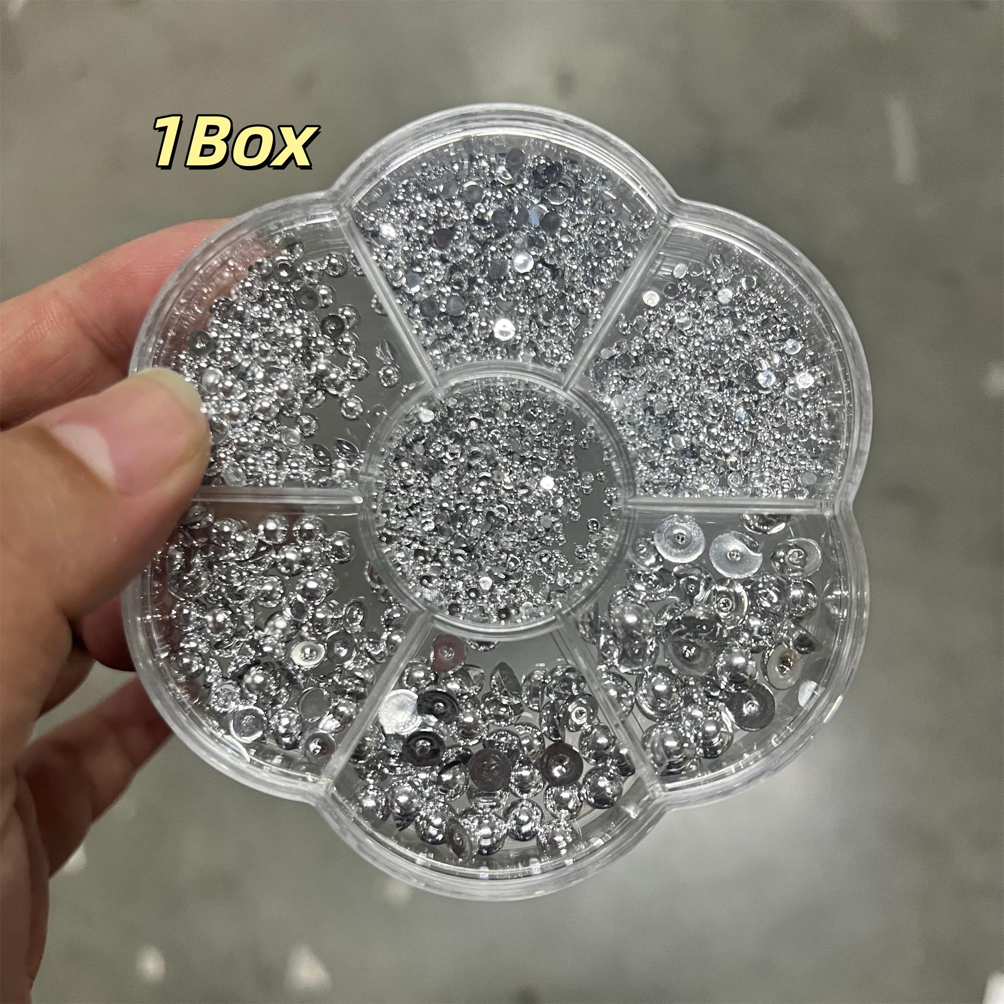 3d Mixed Size Silvery Nail Art Charm Flat Bottom Nail Art Decoration Diy Luxury Manicure Accessories