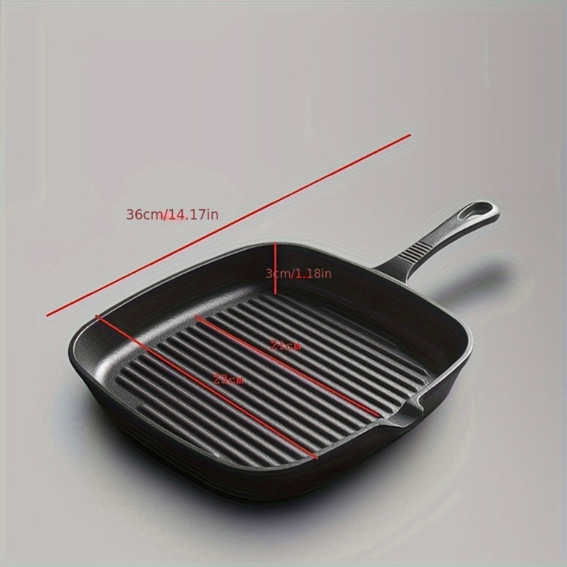 1pc cast   non stick steak grill frying pan saucepan for kitchen cooking compatible with gas and induction cookers   and versatile use without power details 1