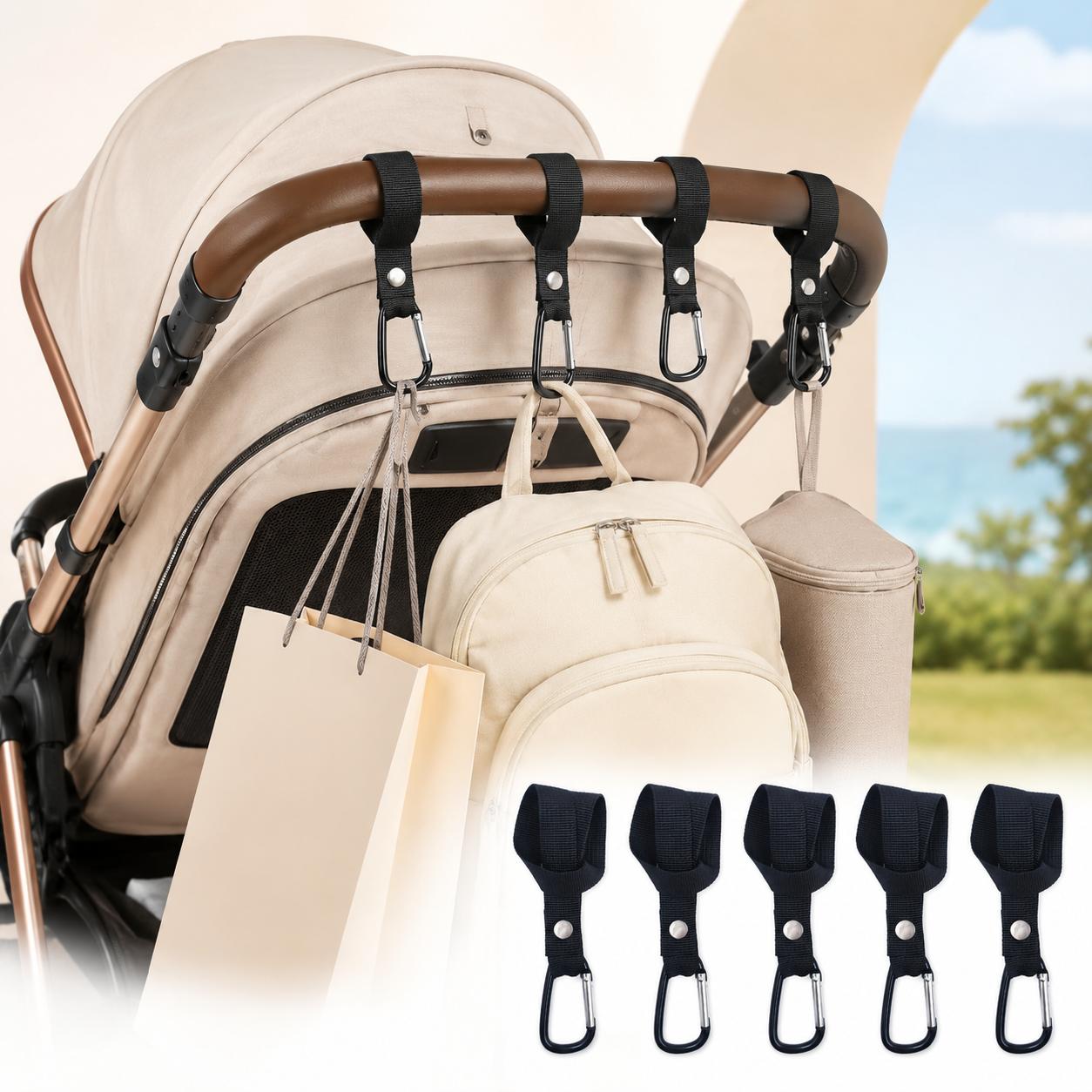 TEMU 5pcs Multi-functional Practical Hanging Hooks, Stroller Organizer Connectors, Universal Clip-on Storage Straps, Suitable For Diaper Bags, Wipes,