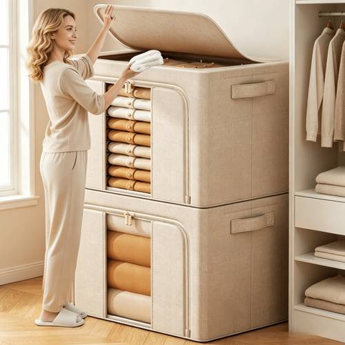 item picture large capacity foldable oxford cloth storage box with transparent window large capacity clothing storage box suitable for clothes bed sheets comforters pillows and towels durable support structure dust proof wardrobe storage box