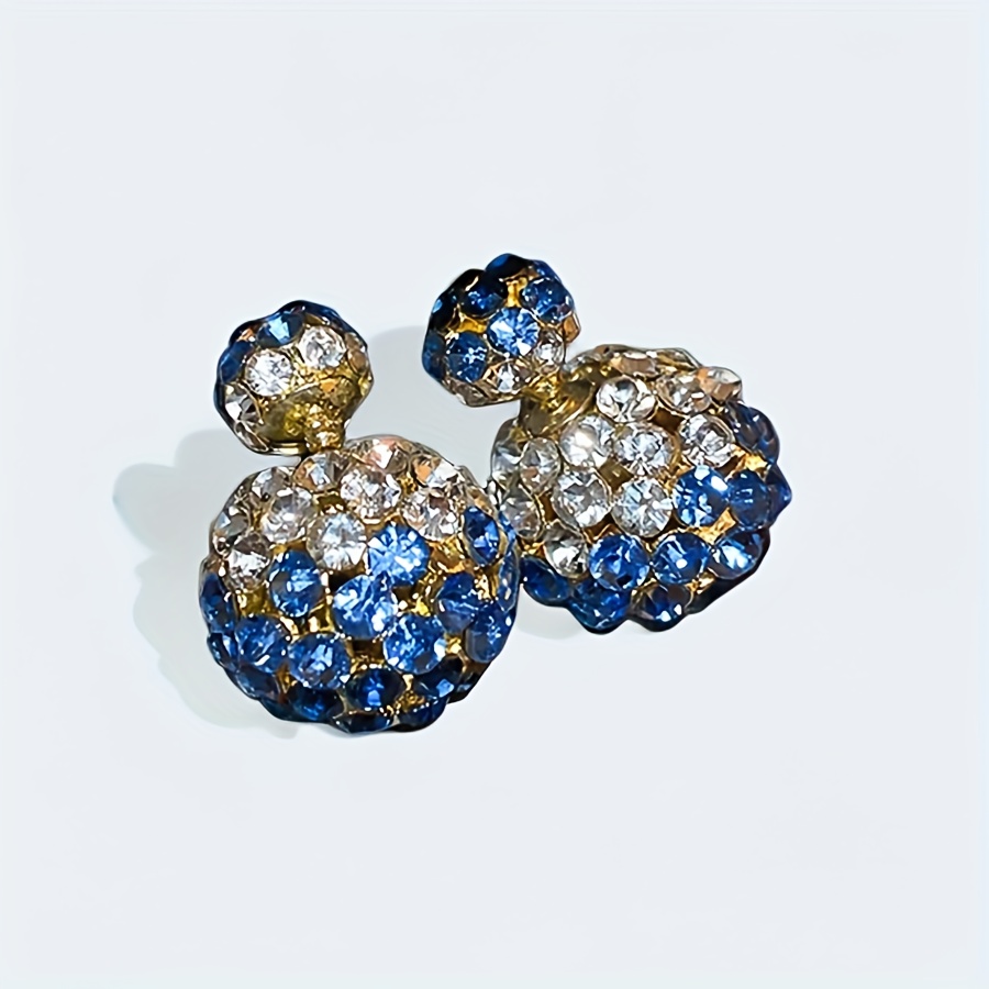 TEMU 1 Pair Of Sparkling Round Ball Women's Front And Back Style Wear Casual Party Earrings