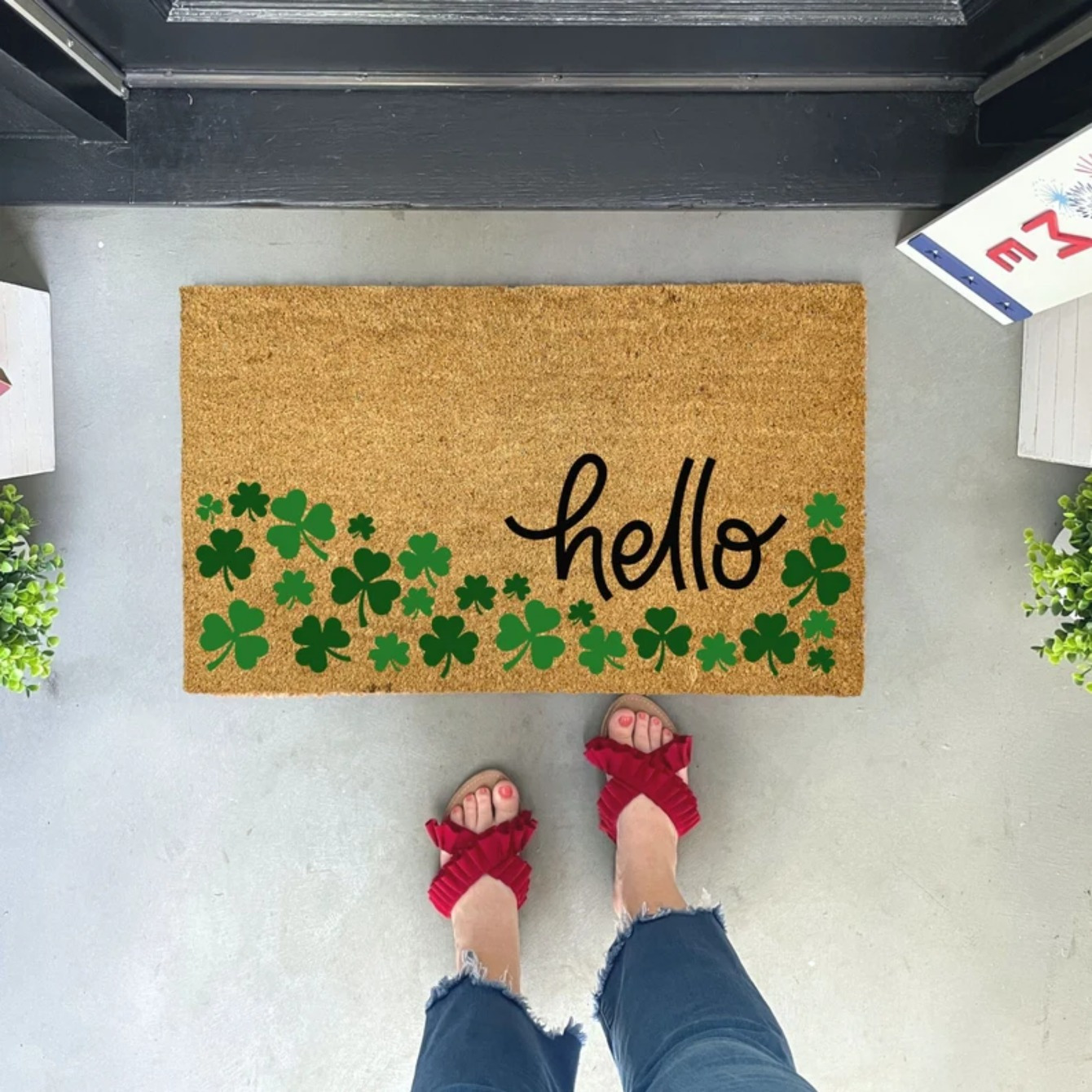 

's Day Shamrock Doormat - Spring Outdoor Front Porch Decor, Non-woven Rubber, Hand Wash Only - Perfect Gift For Friends